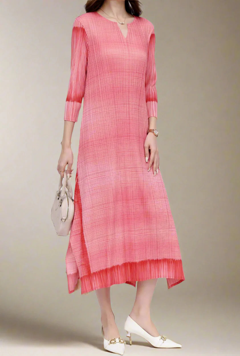 Luxury Casual Pleated Midi Dress