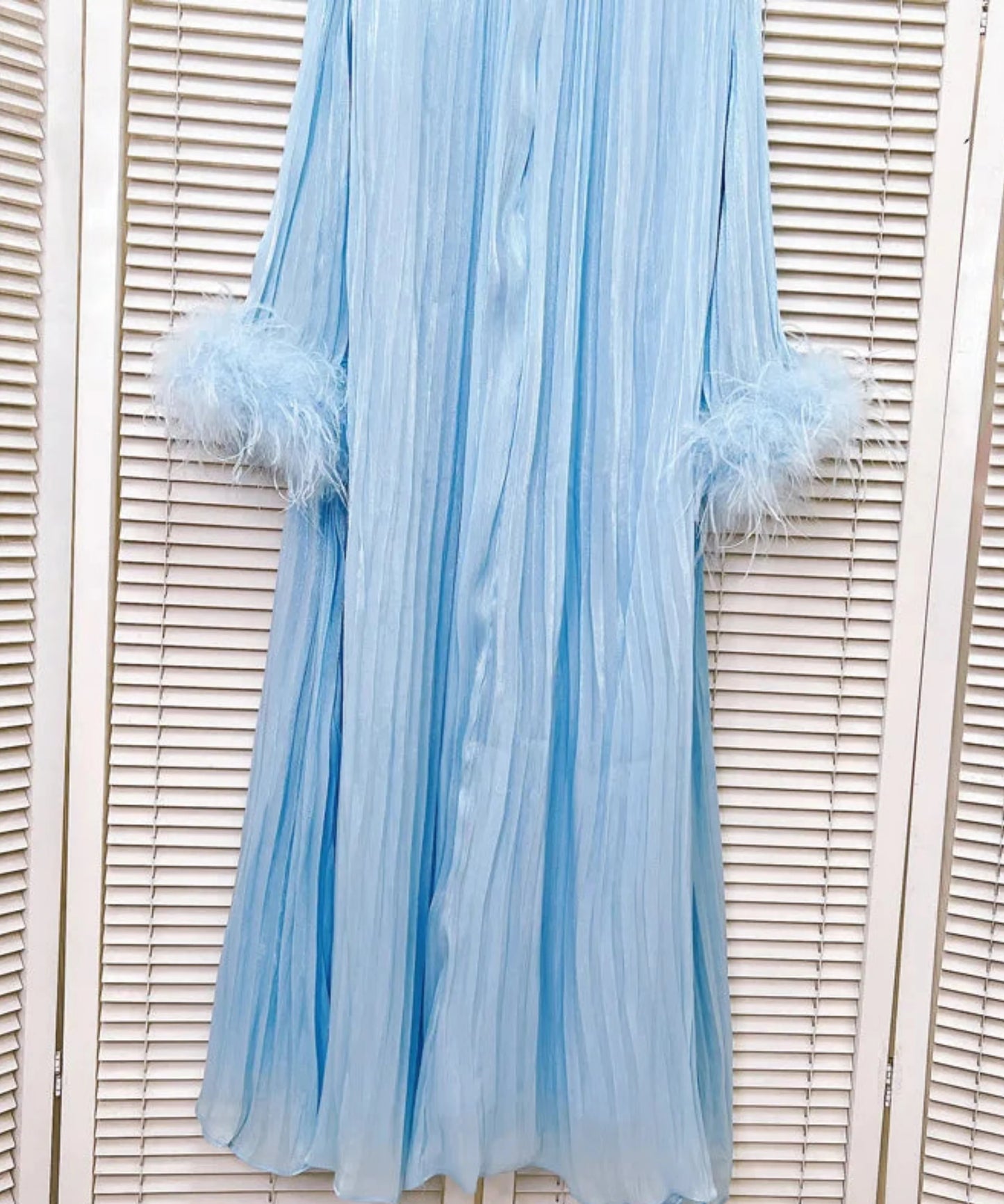 Luxe Pleated Feather Midi Dress