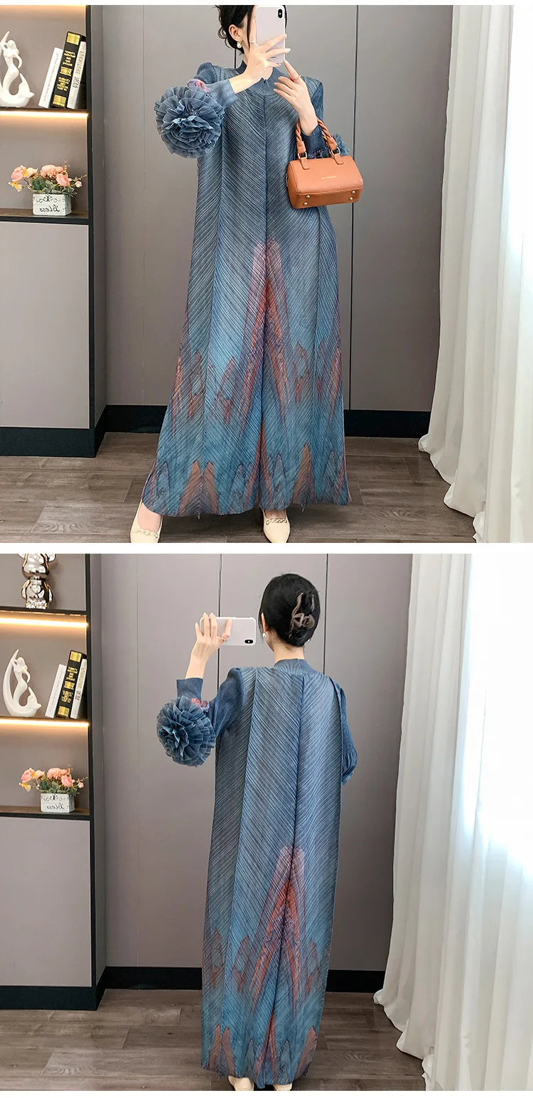 Luxury Ruffle Floral Pleat Dress