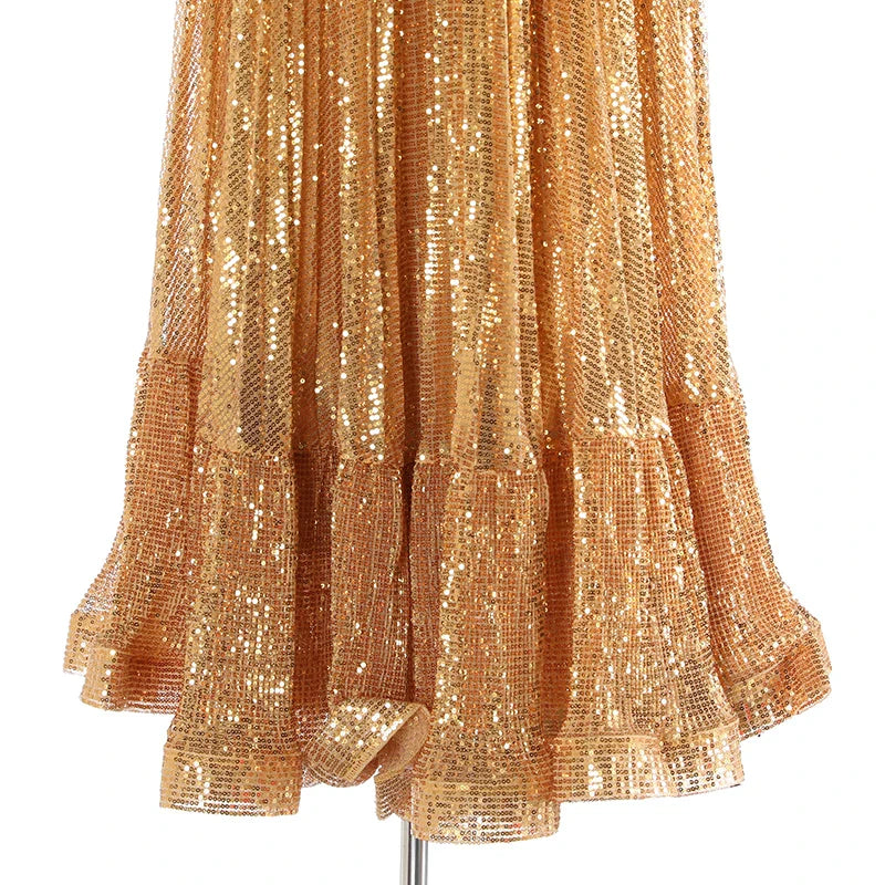 Glimmer Sequin Ruffled Skirt