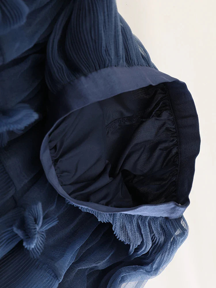 Luxe Pleated Tulle Midi Skirt