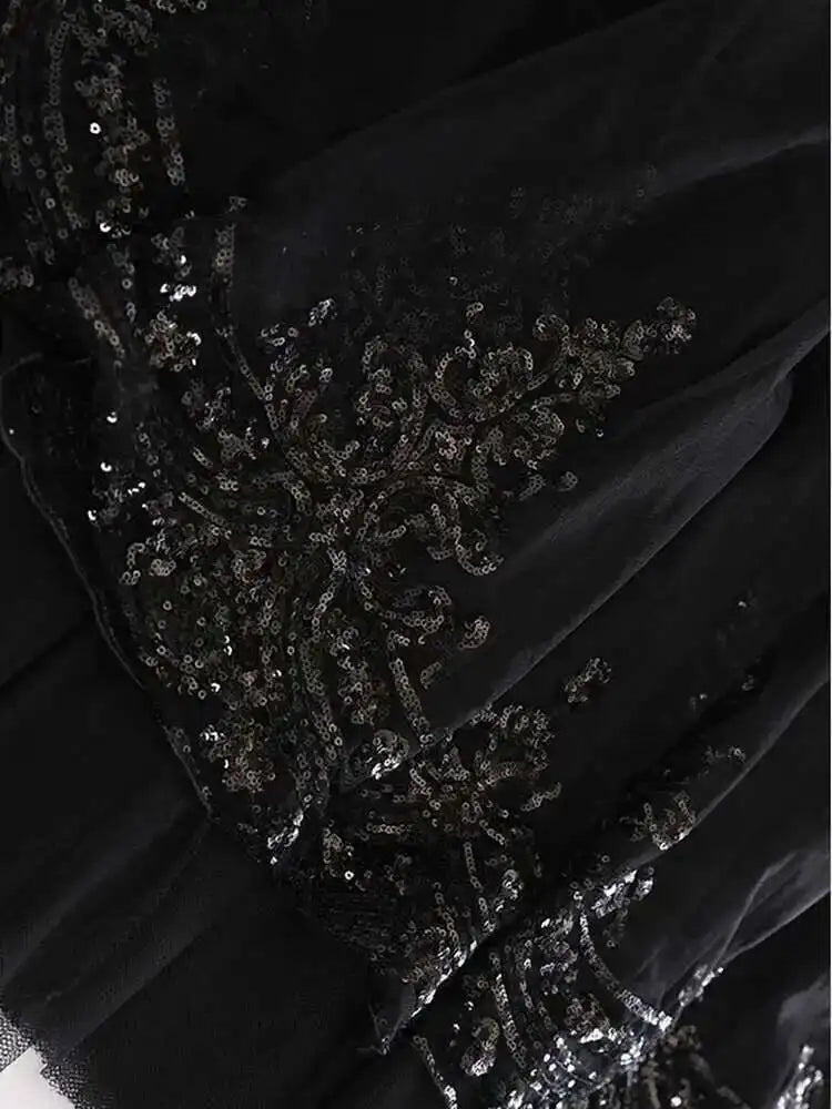 Tulle Sequin Midi Pull-On Skirt