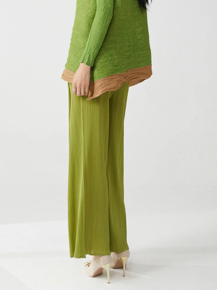 Luxe Wide-Leg Pleated Palazzo Pull-On Pants
