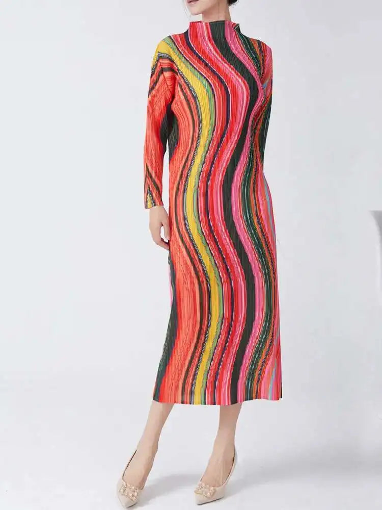 Luxury Plissé Pleated Midi Dress