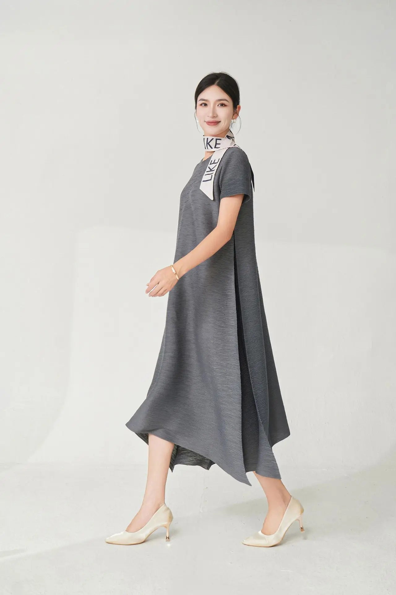 Couture Plissé Japanese Midi Dress