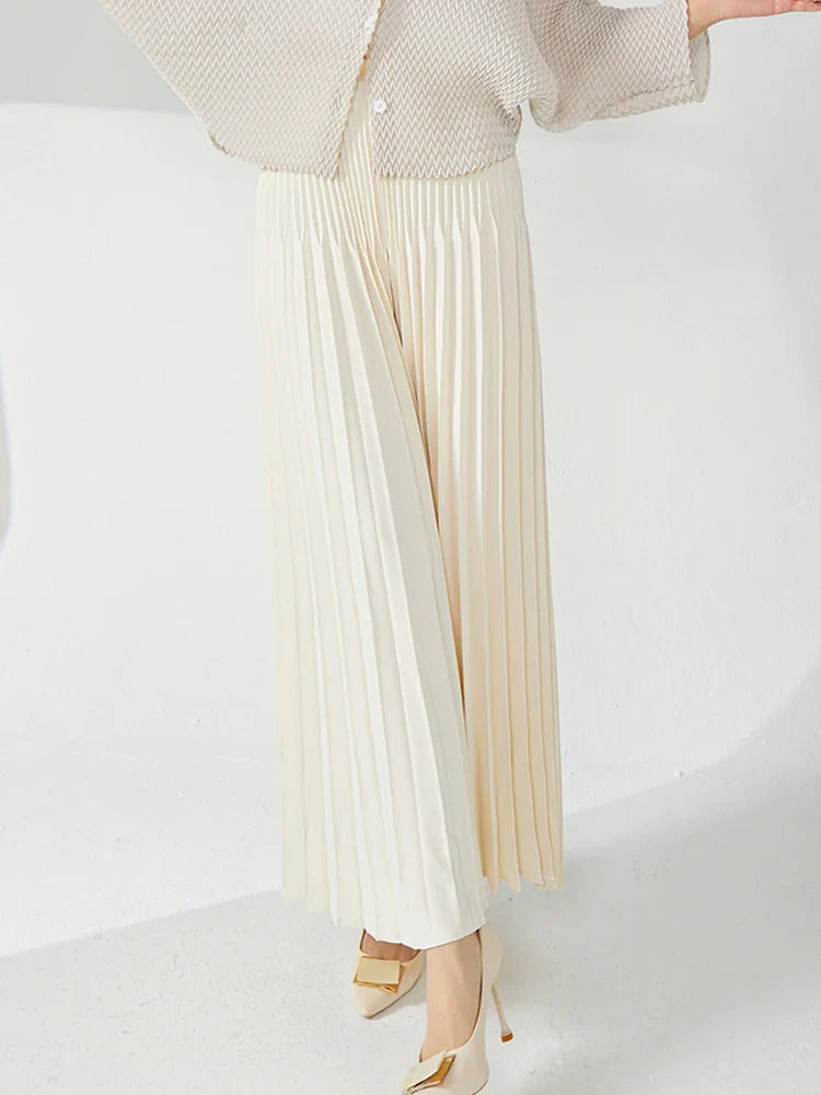 Luxe High-Waisted Plissé Pleated Trousers