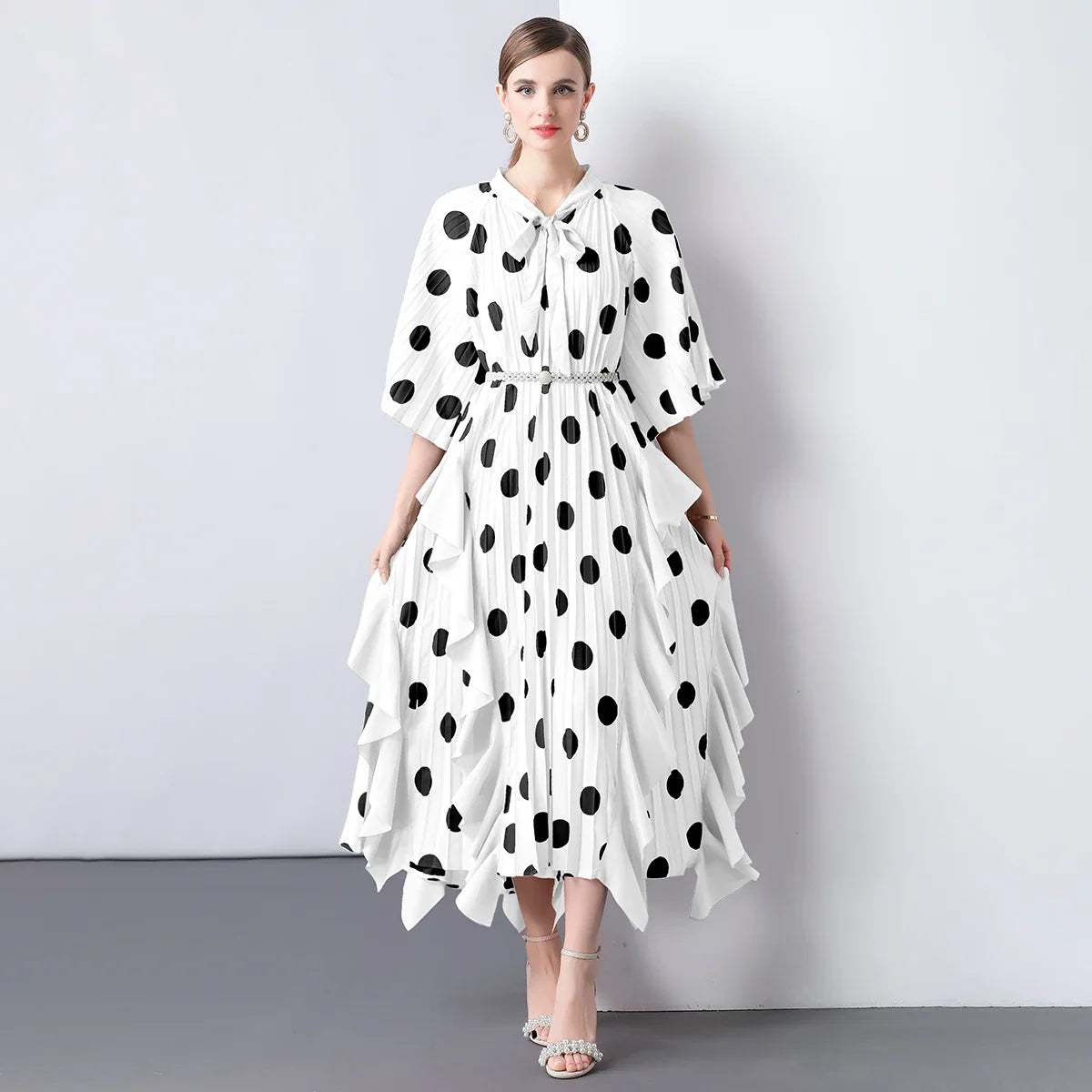 Everyday Plissé Polka Dot Dress