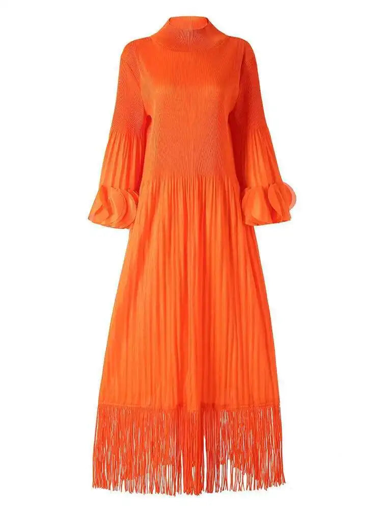 Luxury Plisse Tassel Fringe Dress