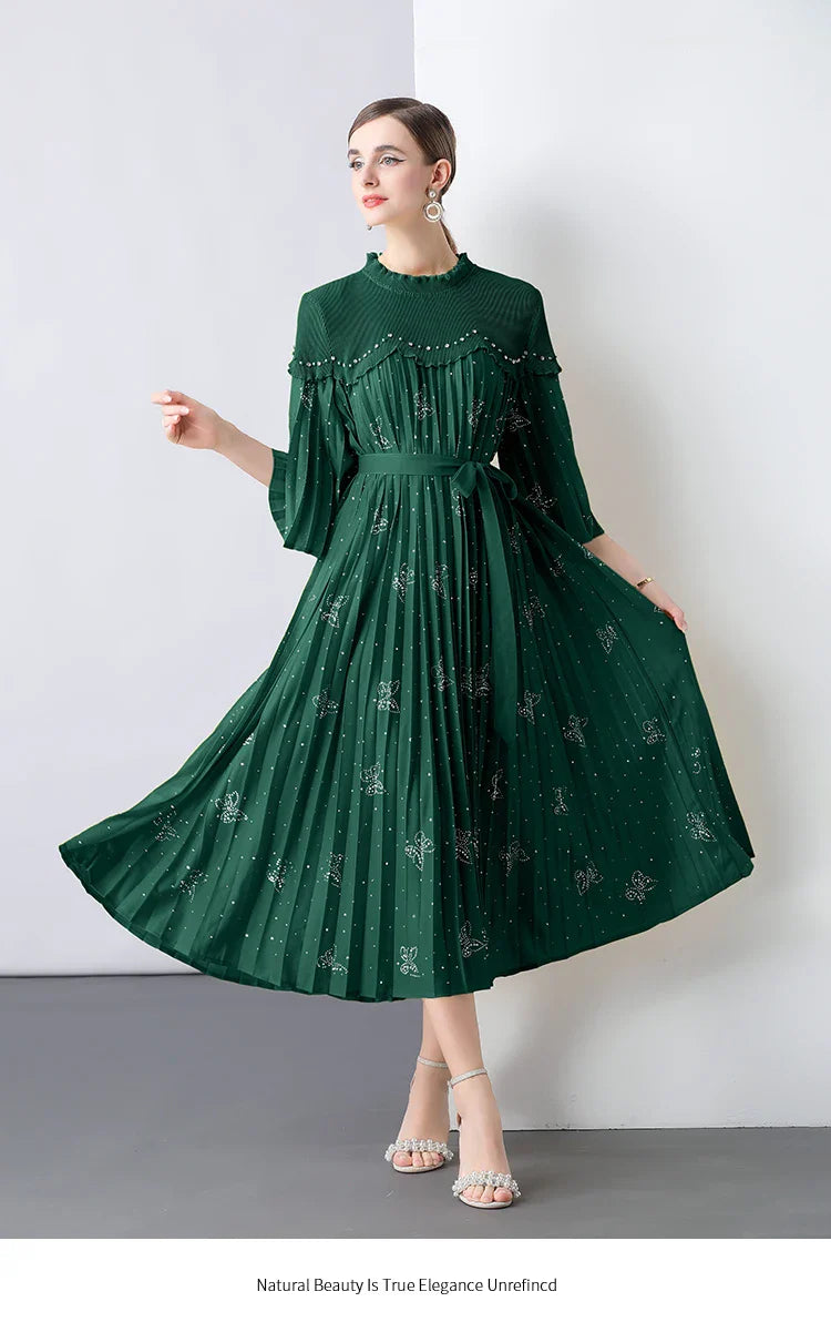 Modest Plissé Sequin Dress