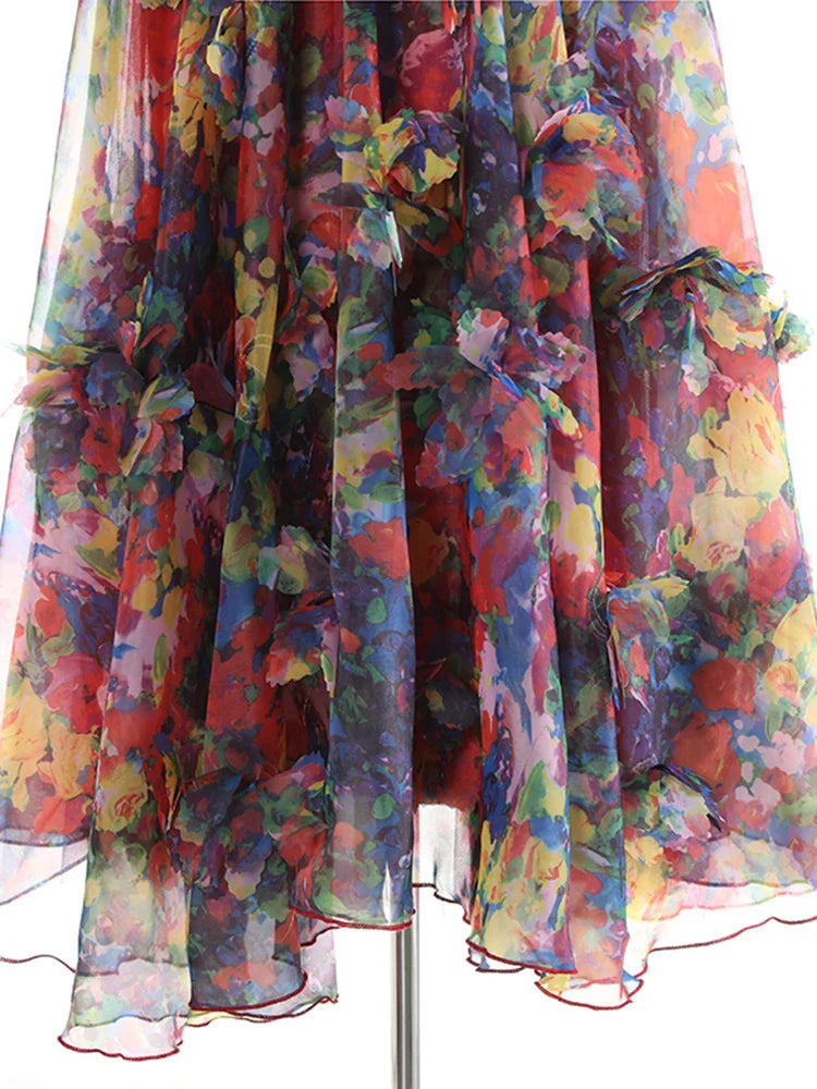 Floral Appliqué Pull-On Skirt