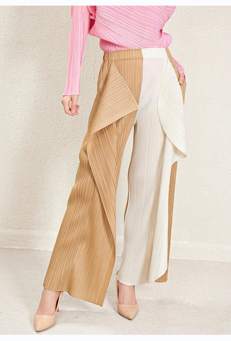 Women's Luxurious Pull-on Plissé Pleated Wide Leg Pant