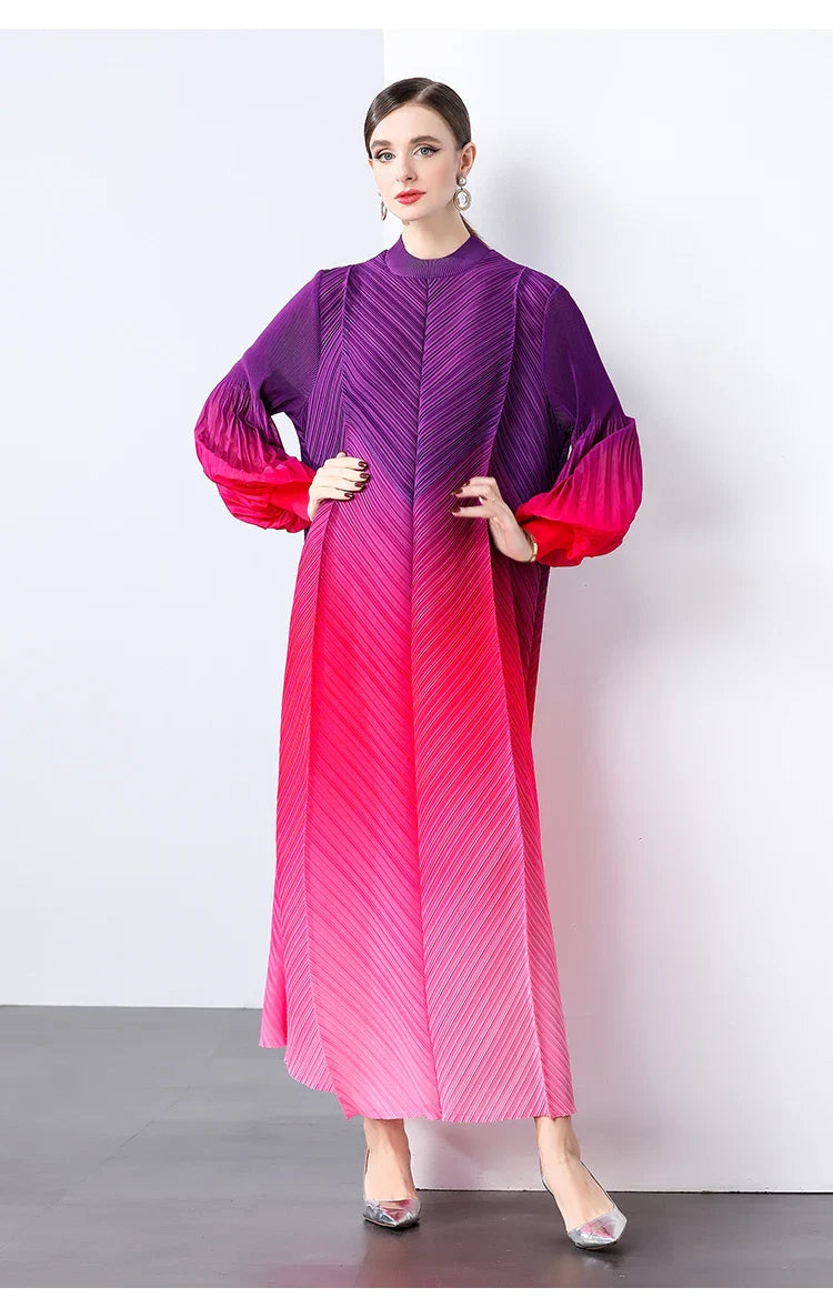 Oversized Plissé Pleated Dress