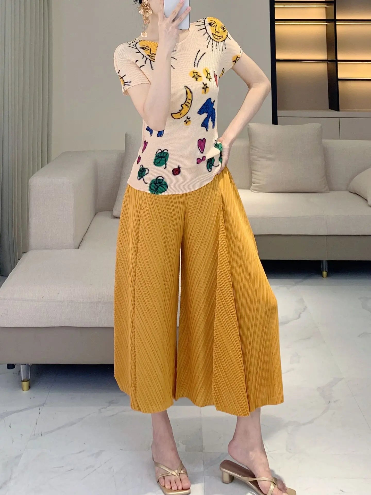 Luxe Plissé Wide Leg Trousers