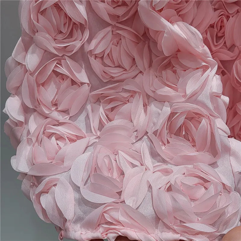 Rose Tulle Romantic Flared Midi Skirt