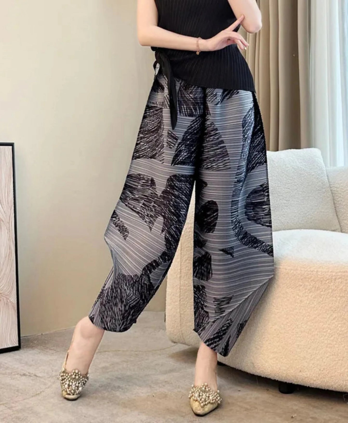 Luxe Plissé Pleat Harem Pants