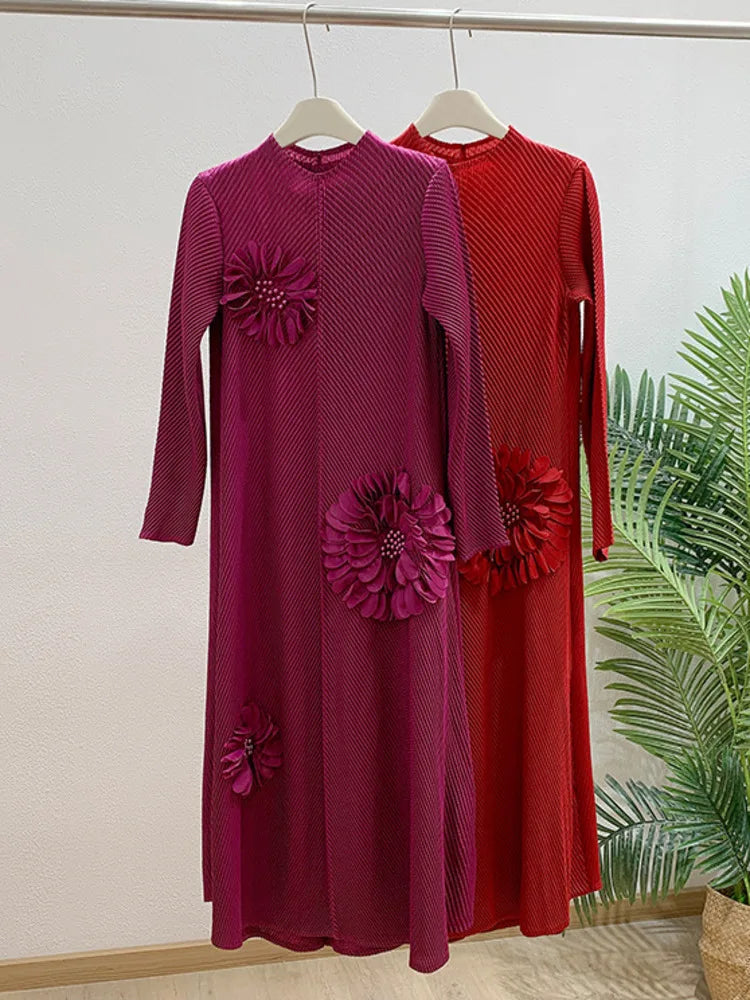 Luxury Pleated Floral Tunic Dress