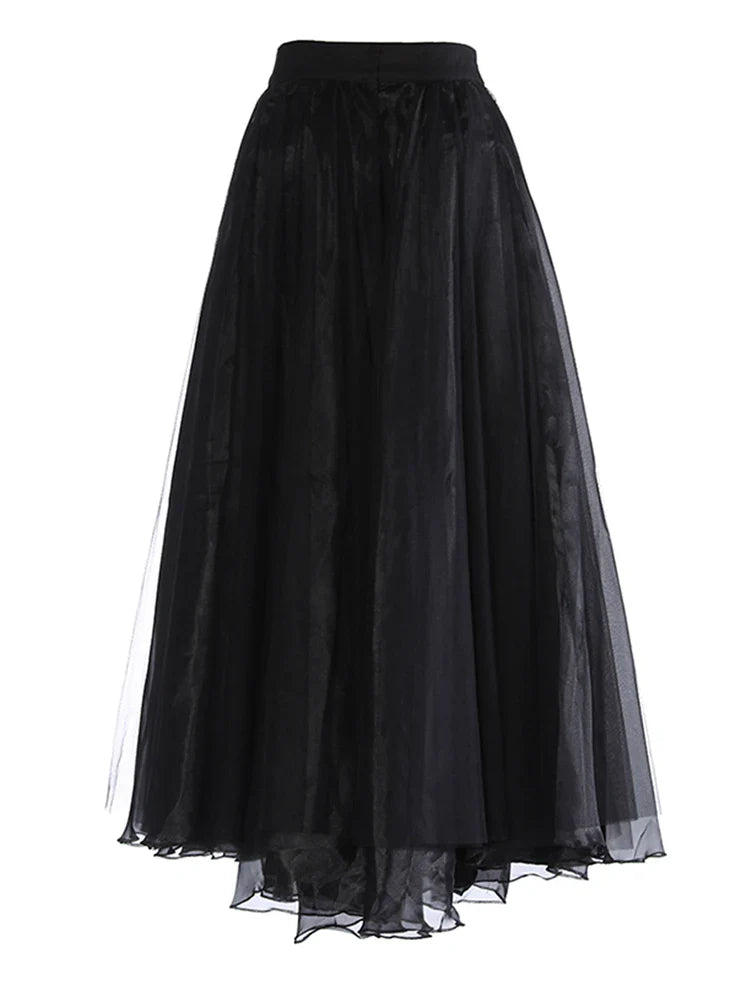 Luxury Tulle Mesh Buckle Skirt