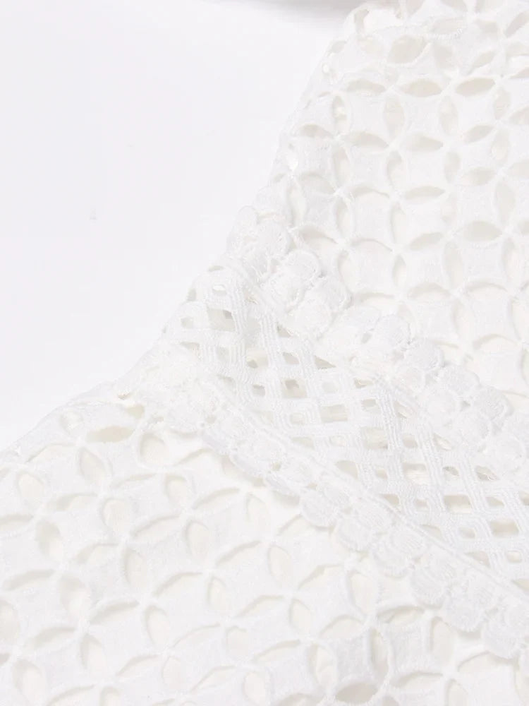 Luxury Lace Midi Dress - Long Balloon Sleeve