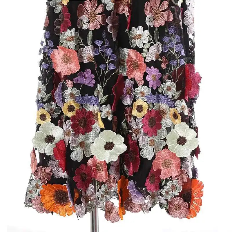 Luxe Floral Pull-On Midi Skirt