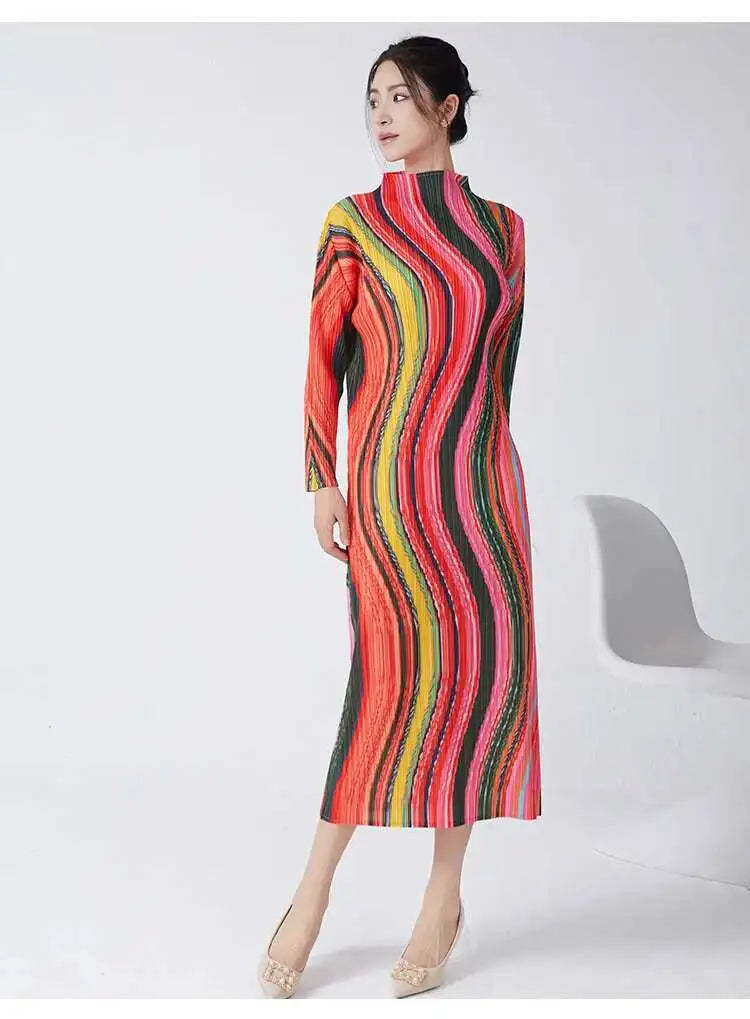 Luxury Plissé Pleated Midi Dress