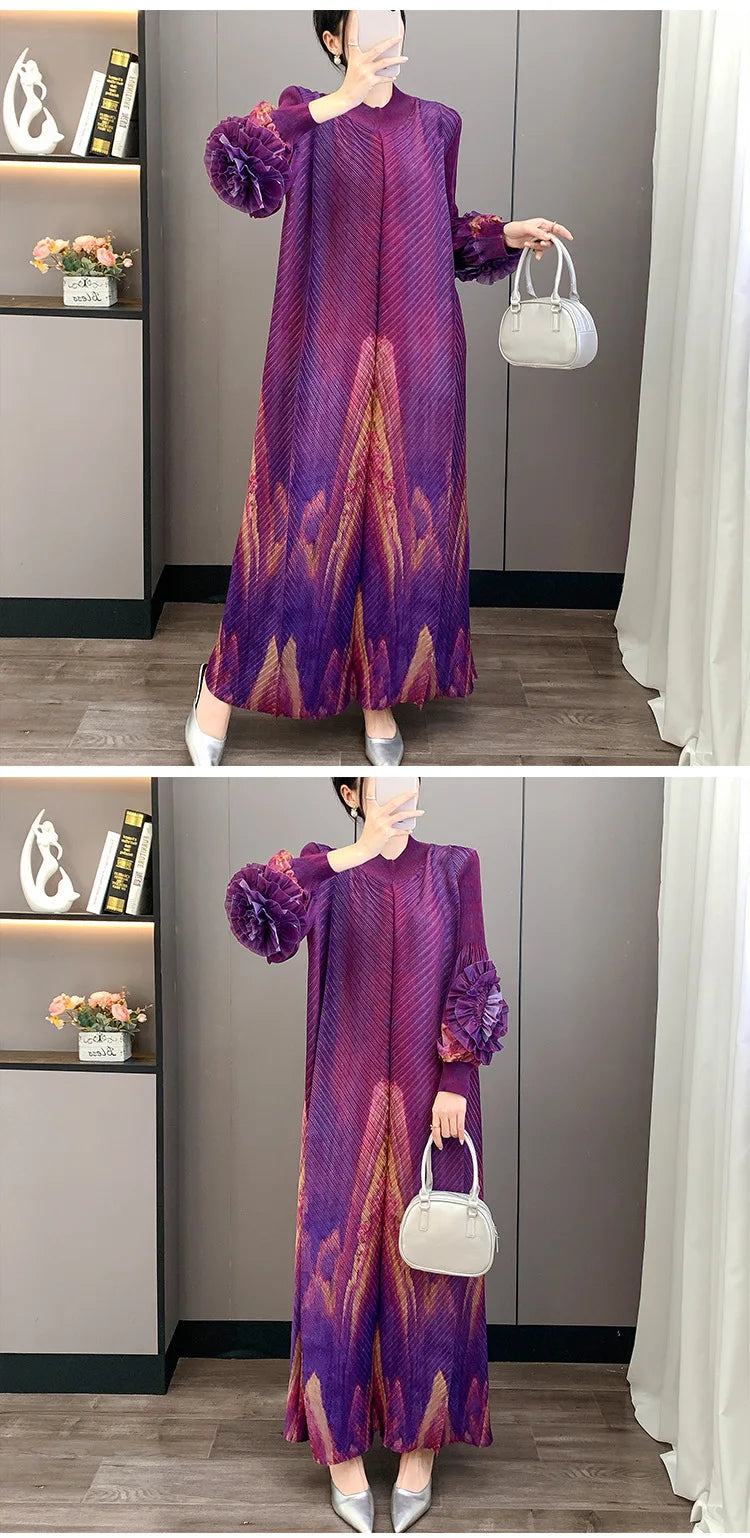 Luxury Ruffle Floral Pleat Dress