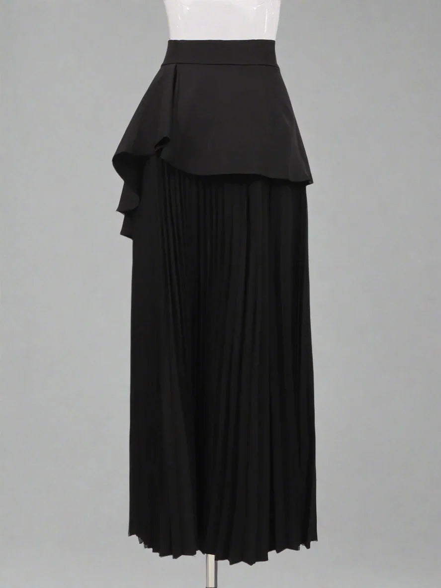 Floral Pleated Basque Waist Skirt