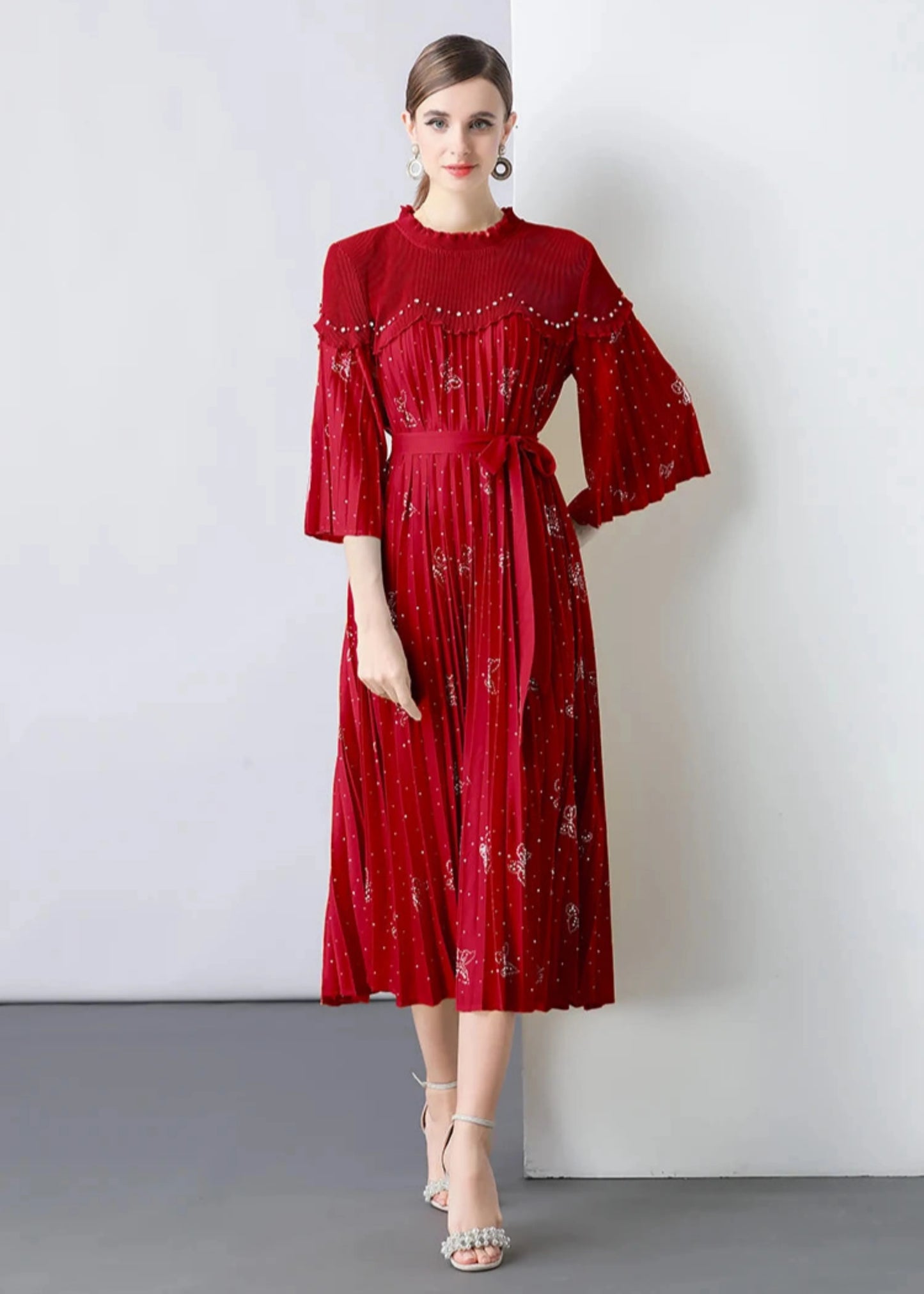 Modest Plissé Sequin Dress