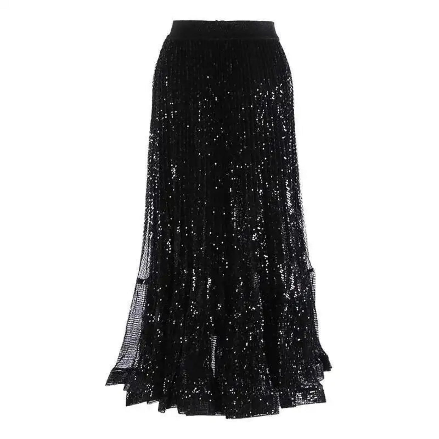 Glimmer Sequin Ruffled Skirt