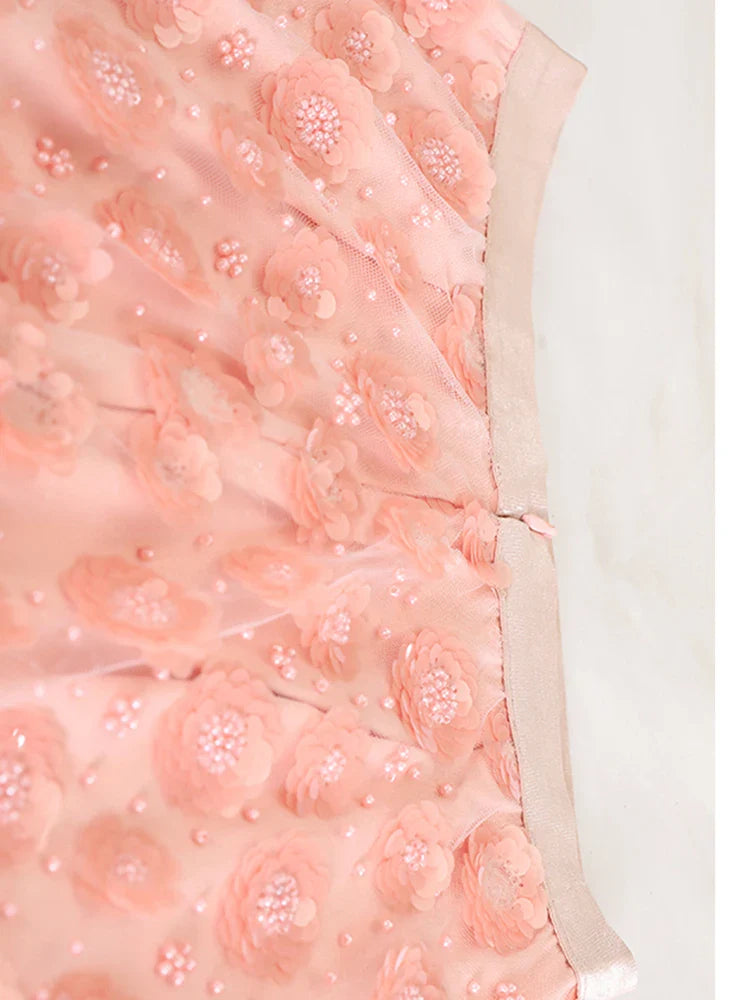 Elegant Floral Sequin Mesh Skirt