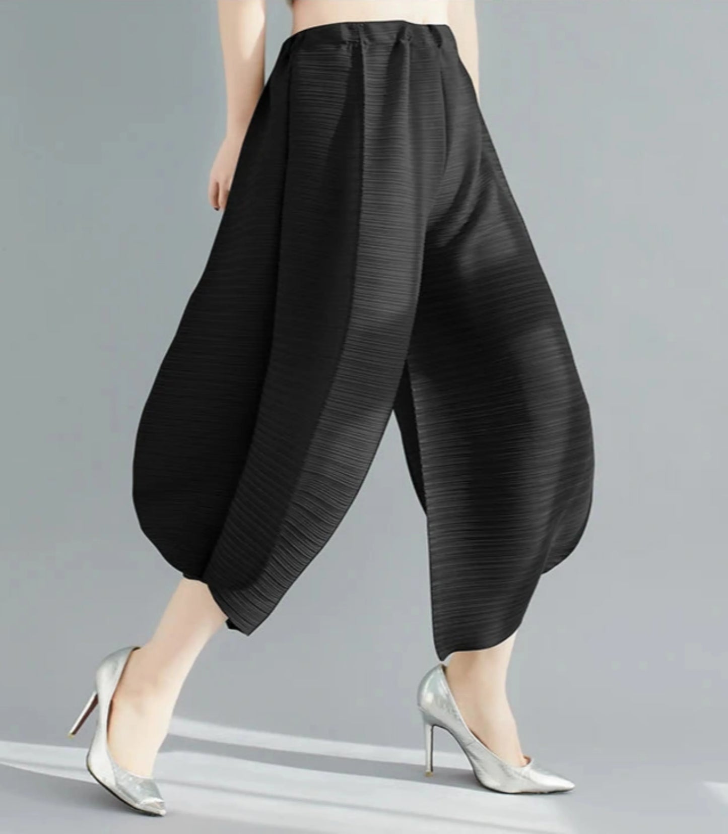 Luxe Japanese Plissé Pull On Trouser