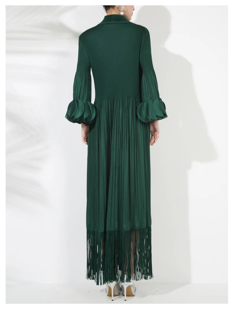 Truly Pleated Oversized Sleeve Midi Dress