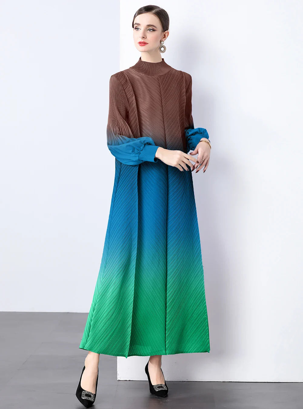 Truly Pleated Cuff Sleeve Dress
