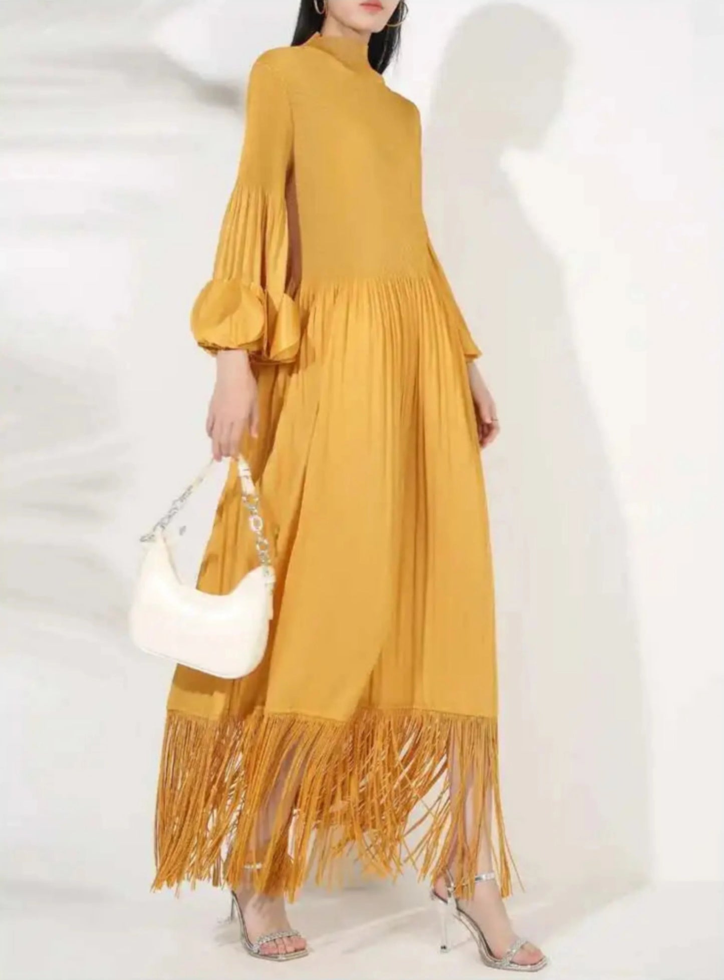 Luxury Plisse Tassel Fringe Dress