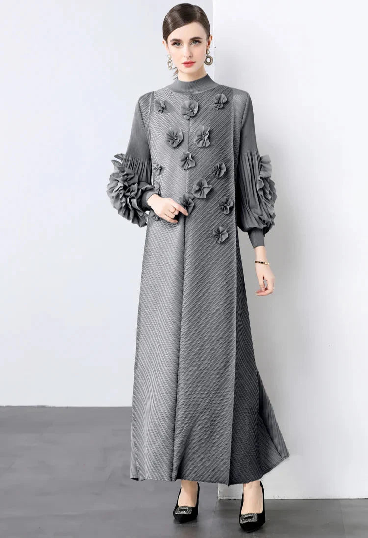 Luxury Pleats Floral Formal Dress