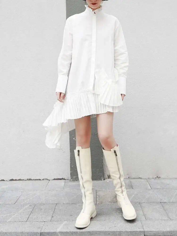 Ruffled High-Neck Blouse Top