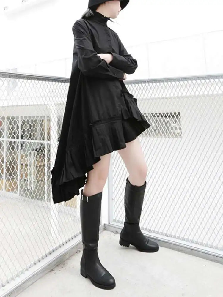 Ruffled High-Neck Blouse Top