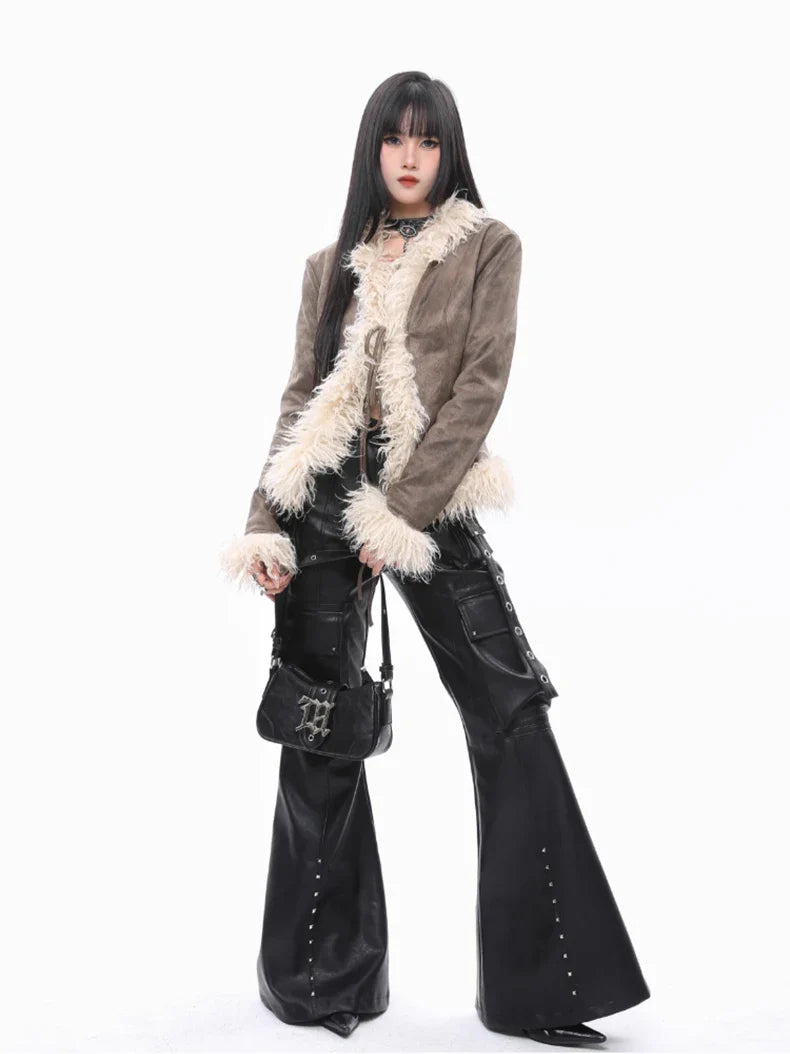 Luxe Vegan Leather Wide-Leg Trousers