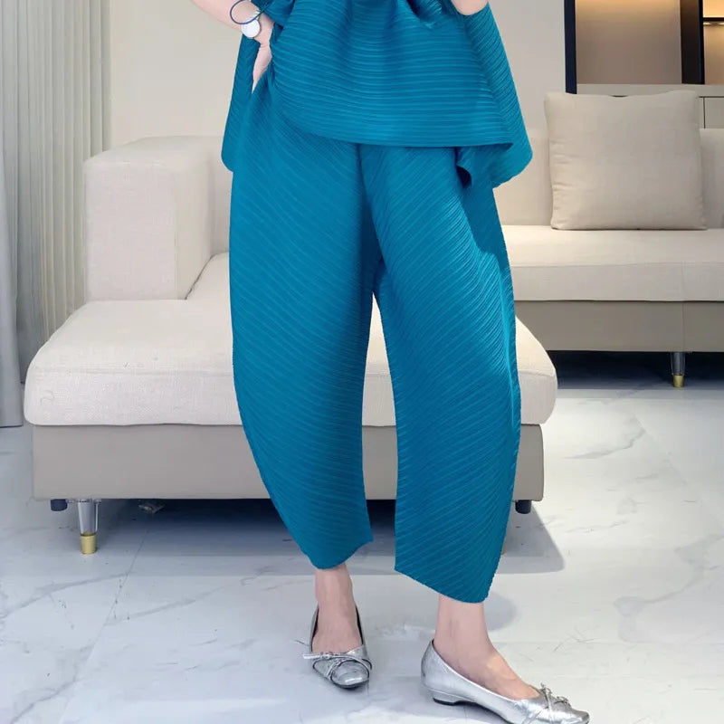 Plissé Pleated Palazzo Pants