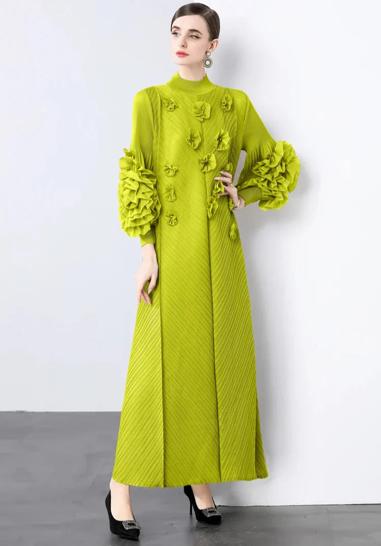 Luxury Pleats Floral Formal Dress