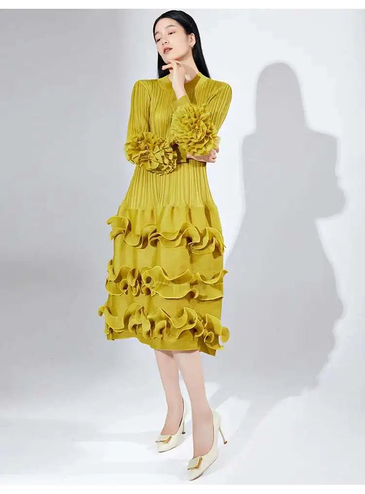 Luxury Plissé Pleated Cocktail Dress