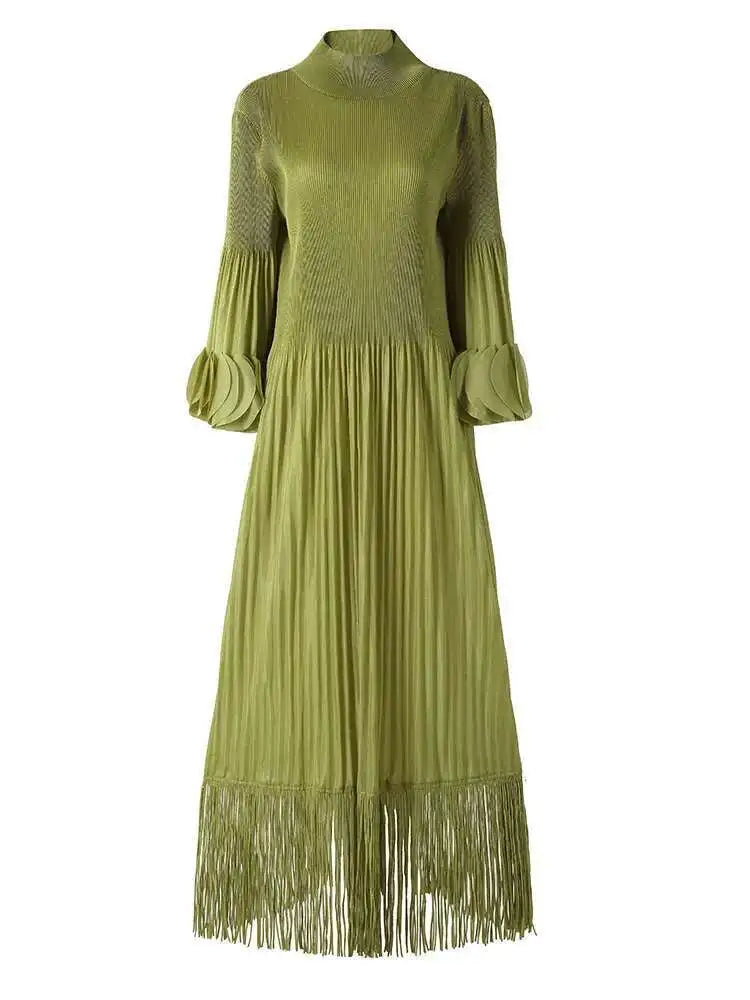 Luxury Plisse Tassel Fringe Dress