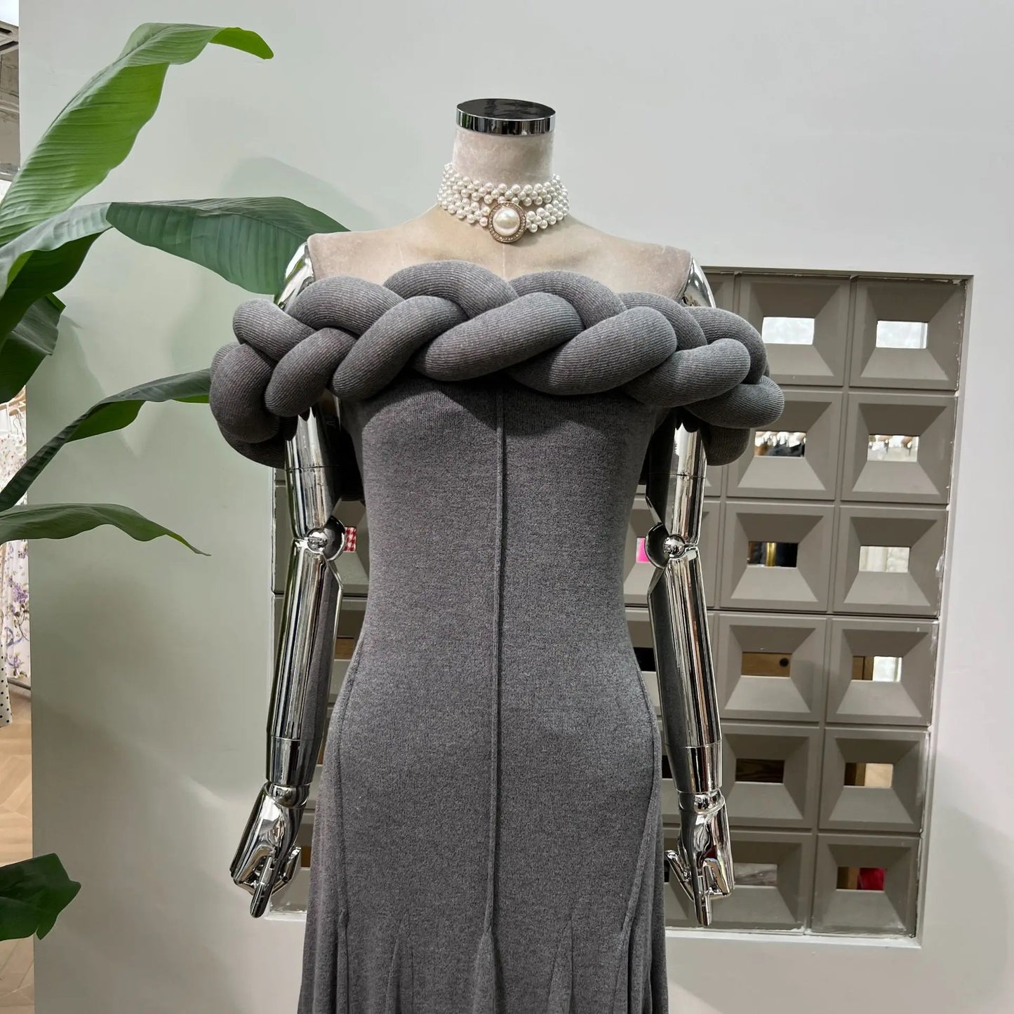 Luxury Braided Off-Shoulder Dress