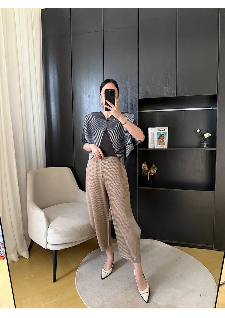 Japanese Pleated Trousers - Pull-On, Modern Cropped