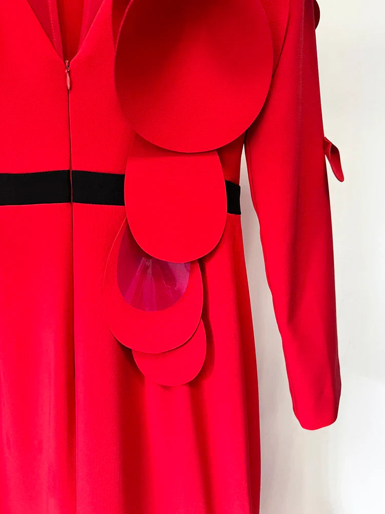 Couture Ruffled Rosette Maxi Dress