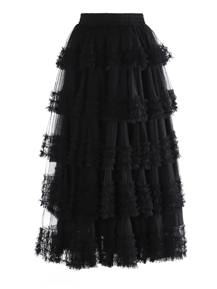 Romantic Ruffles Pull-on Midi Skirt