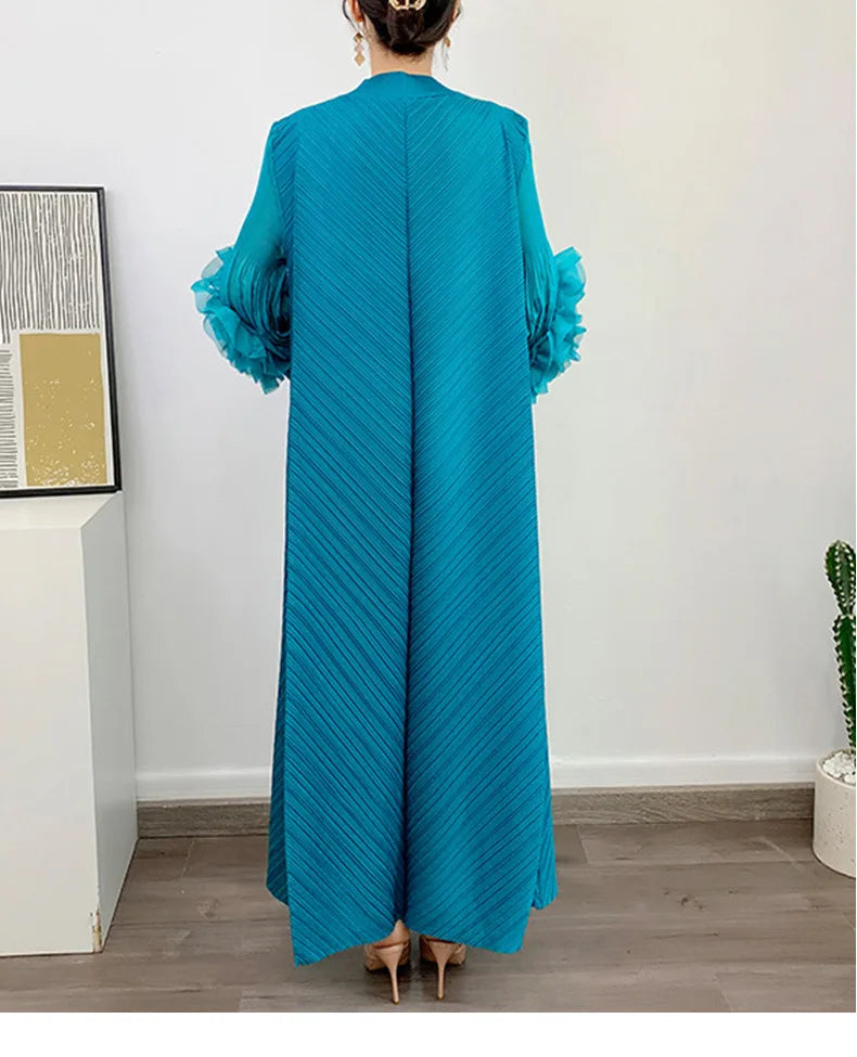 Women's Japanese Plisse Pleated Midi Dress
