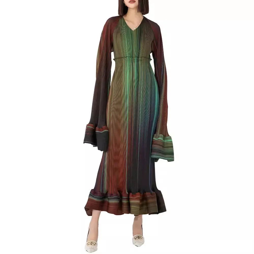 Women's Chic Pleated Sleeveless Midi Dress & Shawl Set