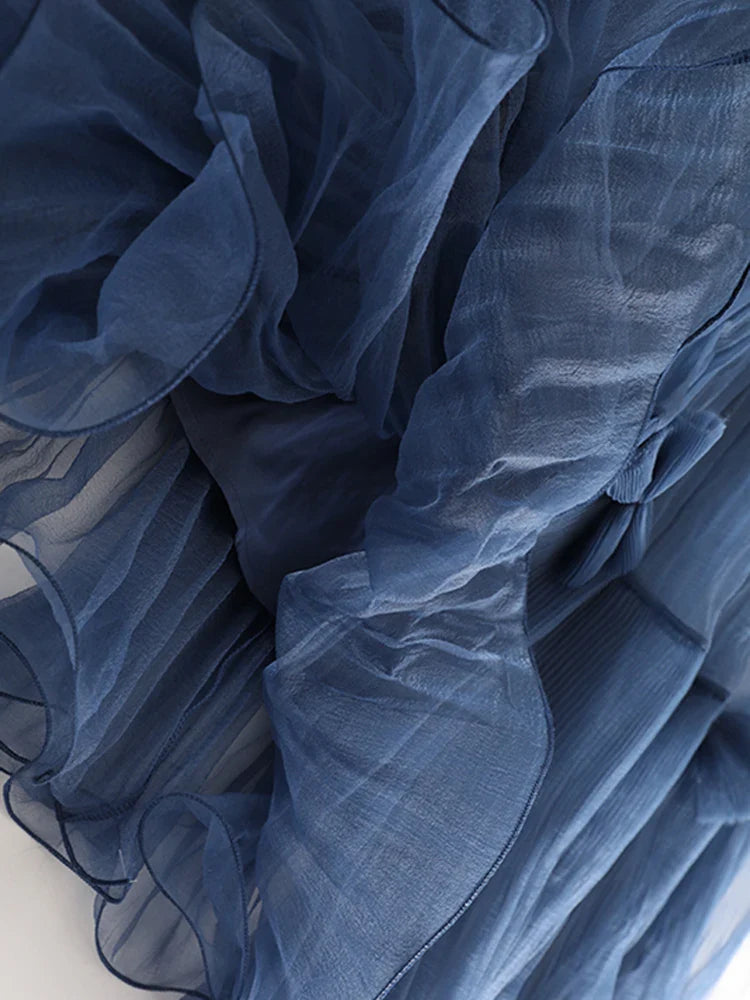 Luxe Pleated Tulle Midi Skirt