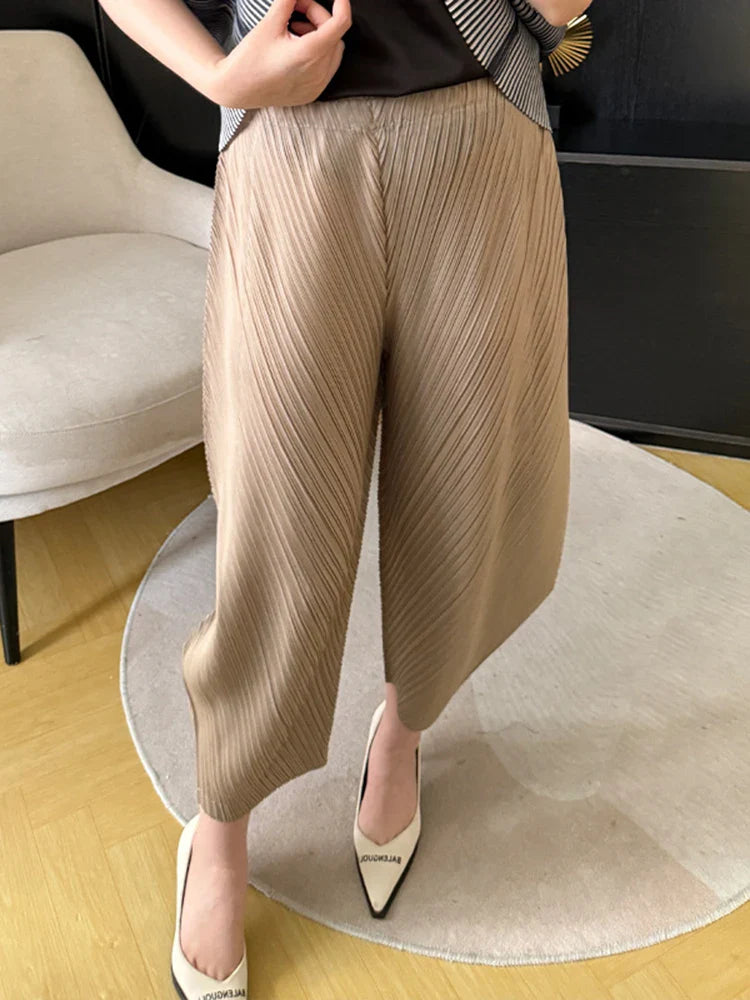 Japanese Pleated Trousers - Pull-On, Modern Cropped