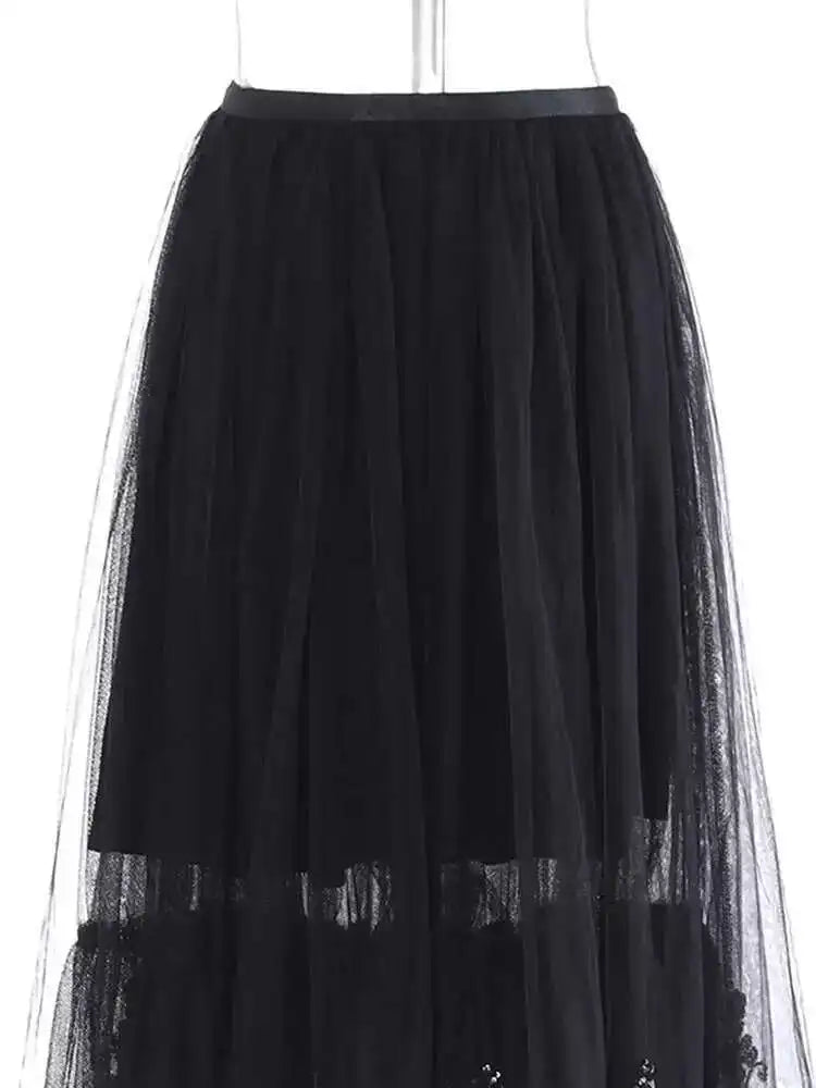 Tulle Sequin Midi Pull-On Skirt